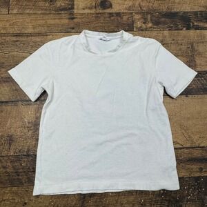 SUNSPEL Mens White Terry Cotton Crew Neck T Shirt Basic Essential Size M